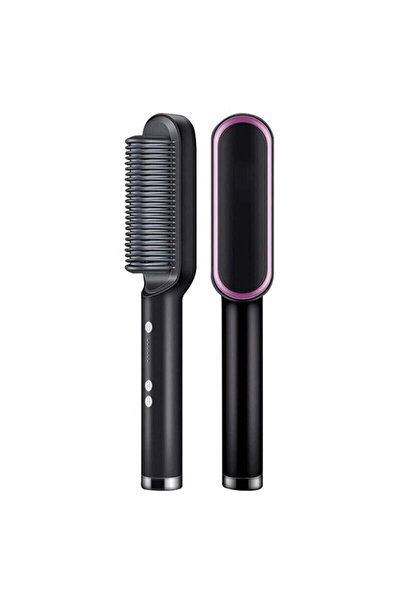 HYX 2-in-1 Hair Straightener Brush, 5 Temperature Settings, Ceramic Coated, Anti-Scald