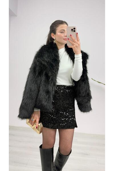 TUNAM BUTİK 7001 Design Plush Fur Black