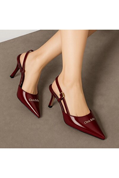 Generic Women’s Glossy Slingback Pointed Toe Heels – 8 cm Mid Heel Elegant Party & Office Shoes