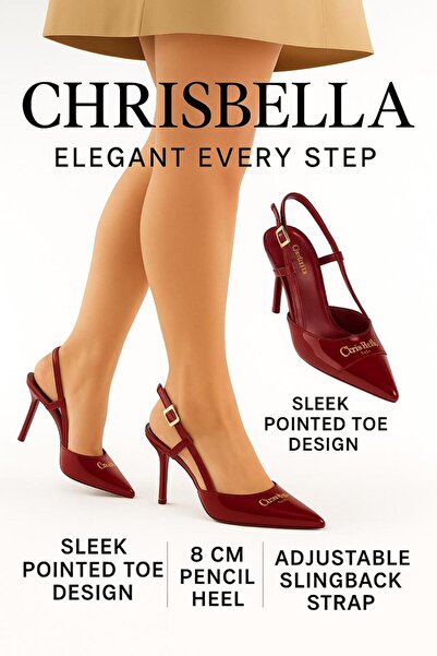 Generic Women’s Glossy Slingback Pointed Toe Heels – 8 cm Mid Heel Elegant Party & Office Shoes