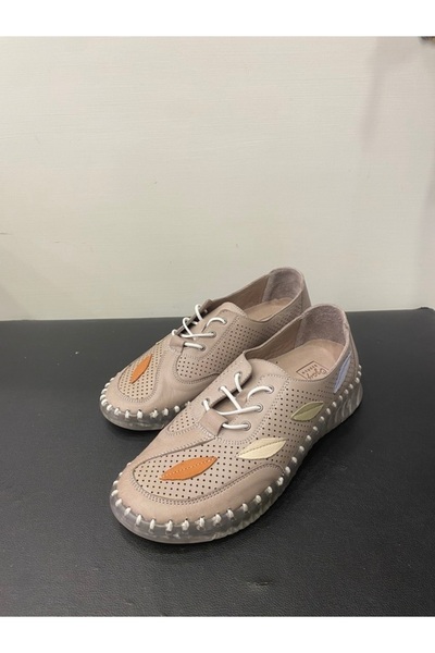 Özay Pantofi casual de damă din piele naturală cu șireturi din cauciuc