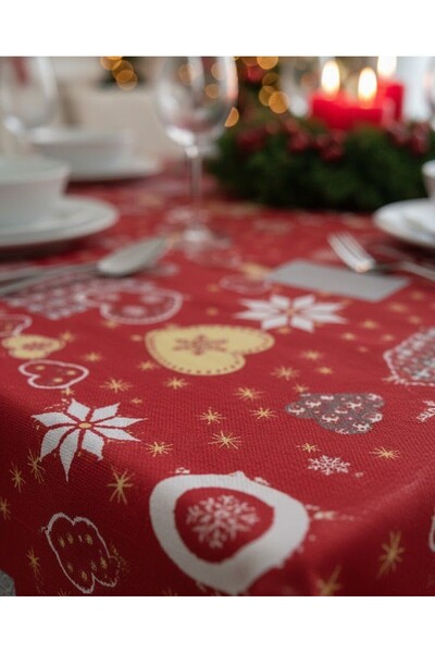 Saf By Arams Christmas Table Cloth for Dining Table 6 Seater, Xmas Table Cover for Decorations,(140x180CM)