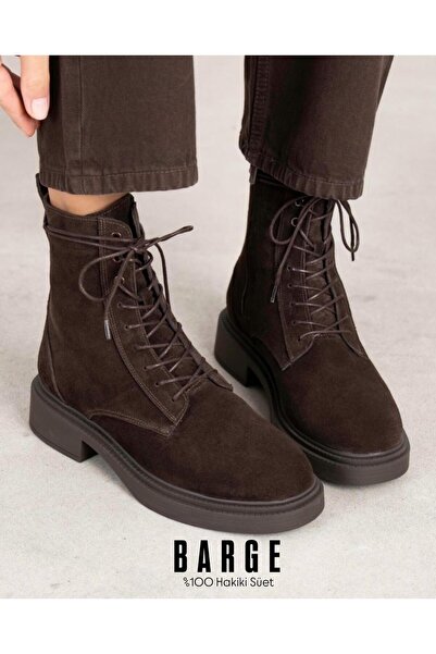 Zuum Barge % 100 Hakiki Deri/Süet Kadın Bot - Kahve Süet