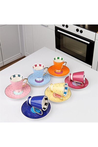 Kosova Züccaciye Kosova Polka Dot Colored Footed Coffee Cup – 90 ml