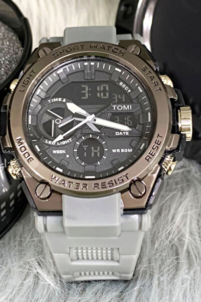 Tomi Hybrid Ana-Digi Sport Watch - Rugged Design - LED Light & Alarm - Water Resistant 50M