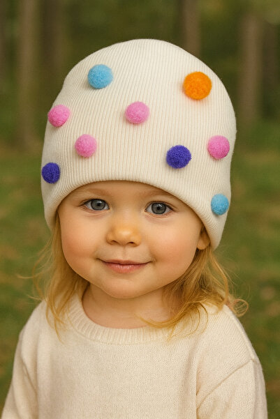 ygz junior Flexible Ribbed Pom-Pom Beanie