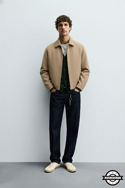 KOCCİ BUTİK Yeni Sezon Rahat Kesim Premium Erkek Kısa Kaşe Kaban Ceket