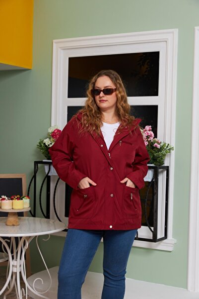 RMG Large size trench coat with plaid detailed inner lining