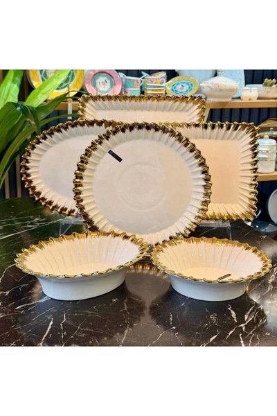 city gold Royking 6 Parça Porselen Servis Sunum Seti