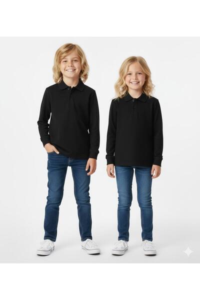 pour la riviere Girls Boys Polo Neck Long Sleeve Basic Tshirt