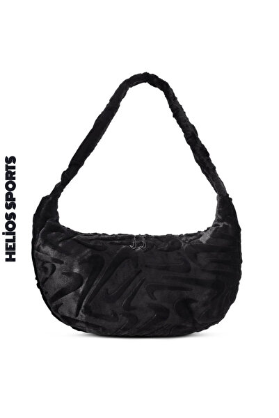 Nike Kadın Omuz Çantası Faux Fur Slouchy Bag Siyah Kadın Çantası Peluş Çanta Suni Kürk Çanta 19 Litre