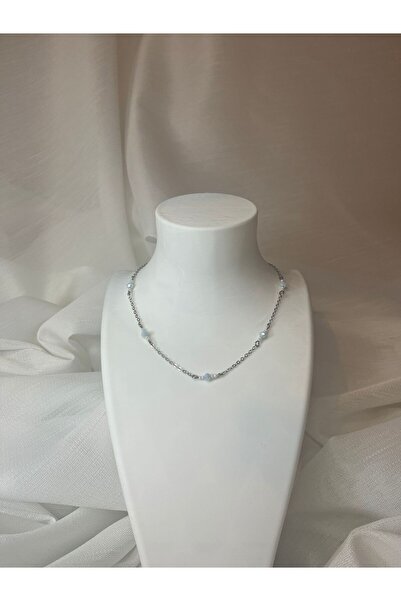 Auster Mavi Boncuklu Çelik Kolye