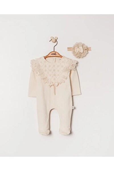 MİNİBORN Baby Girl Long Sleeve Printed Flower Jumpsuit