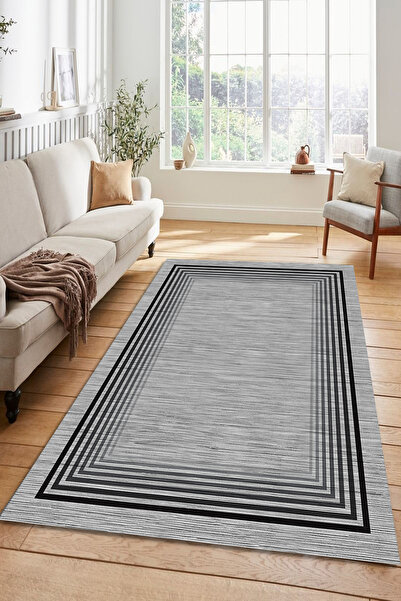 Kessy Home Studio Efsane Gri Salon Halısı Makinede Yıkanabilir Kaymaz Taban L...