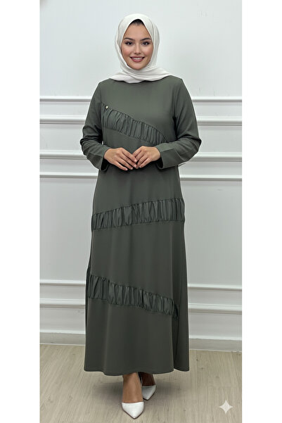 CELTMODA Women's Parachute Detail Long Hijab Dress - Green