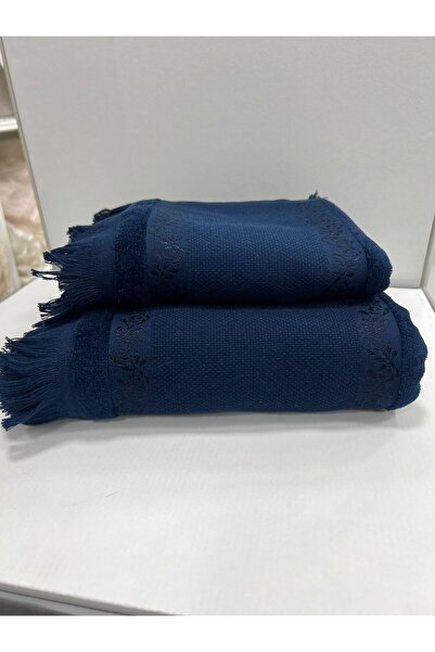 Üstünel Tekstil Etamin and Kanavi̇çe Embroidered Anali Girl's Towel. Embroidered Small Large Navy Blue Color Towel