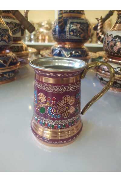 KARACA BAKIR İşlemeli Bakır Bardak-Bakır Ayran ve Su Bardağı