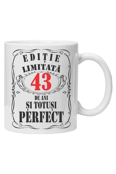 CRD PRINT Cană personalizată „ediție limitată”, 43 de ani, 330 ml, albă