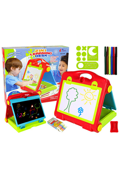 Bebelul Tabla pliabila 2in1 valiza magnetica marker si creta copii 3 ani+