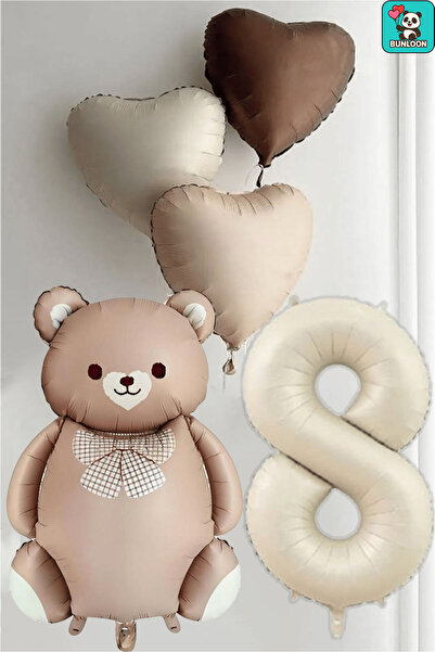 Bunloon ديكور عيد ميلاد بتصميم قلب مع دمية دب ورقائق كريمية وربطة عنق بنية ال...