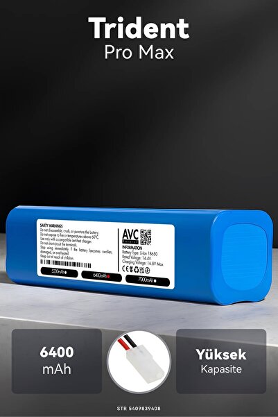 Trident Pro Max 6400mAh Robot Süpürge Bataryası – Sertifikalı Güvenlik, Doğru Kapasite
