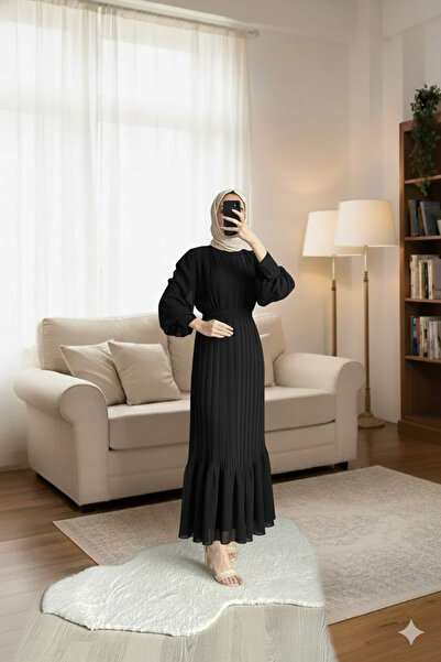 Papatya Giyim İzmit Γυναικείο φόρεμα σιφόν με πλισέ Janjan Hijab