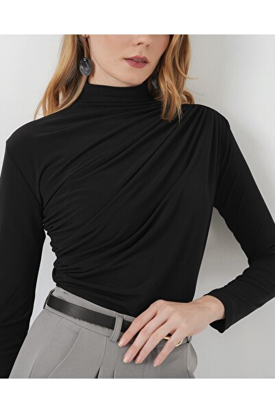 Modamorfo 925 Drawstring Detailed Sandy Blouse - Black