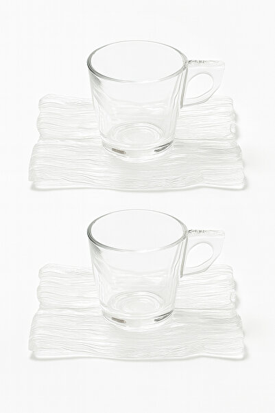 Omada Mugs and cups --- Set of 2 Oyster coffee cups with saucers 10 cl - transparent