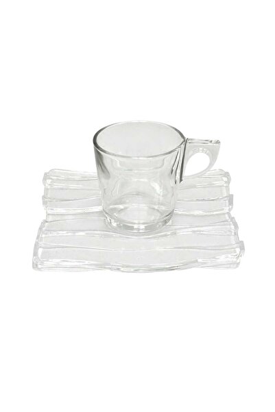 Omada Mugs and cups --- Set of 2 tea cups with Oyster saucer 35 cl - transparent