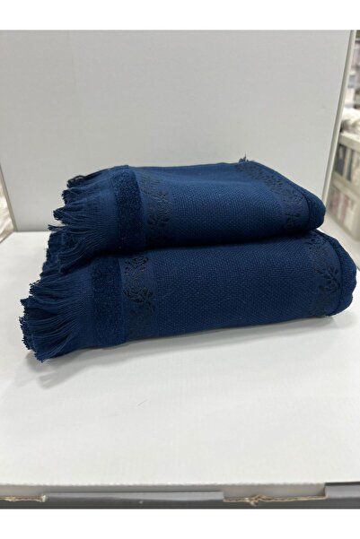 Üstünel Tekstil Etamin and Kanavi̇çe Embroidered Anali Girl's Towel. Embroidered Small Large Navy Blue Color Towel