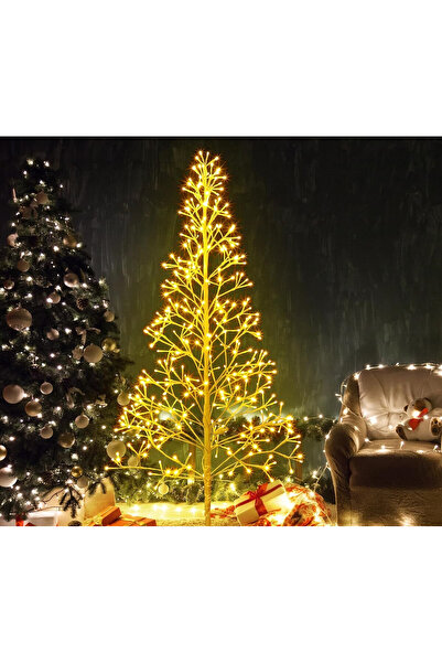 Kardett White Christmas Tree, 180cm, 384 LEDs, Warm Light, Metal Structure, 220V Power Supply