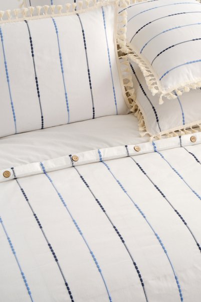 XVA Yadens Cotton Buttoned Tasseled Double Duvet Cover Set