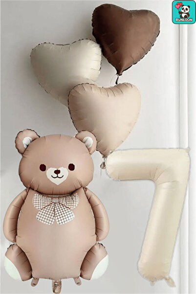 Bunloon ديكور عيد ميلاد بتصميم قلب مع دمية دب ورقائق كريمية وربطة عنق بنية ال...