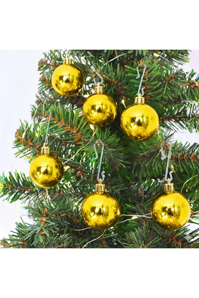 Party City Ornament pentru brad de Crăciun 3 cm Ornamente cu bile de aur 12 bucăți – Set de mini ornamente pentru brad strălucitoare