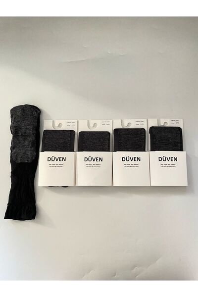 DÜVEN 4-Piece Black Matte Toe Comfort Socket Cotton Short Socks
