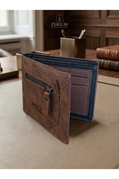 ZERİUM Pu Leather Men's Wallet - Classic Folding Multi-Compartment Card Holder (Multi Storage)