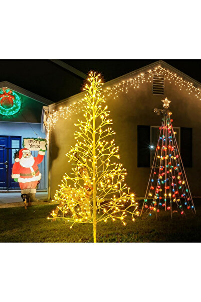 Kardett White Christmas Tree, 180cm, 384 LEDs, Warm Light, Metal Structure, 220V Power Supply
