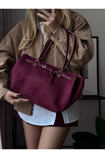 mèche atelier since 2024 Nely Women's Suede Shoulder Bag Burgundy