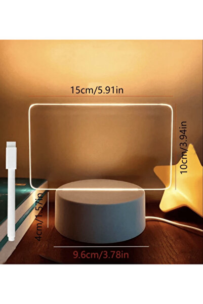 OEM Tablă de mesaje LED 3D – Acril transparent, reinscriptibilă, cu bază ABS, iluminare și marker incluse