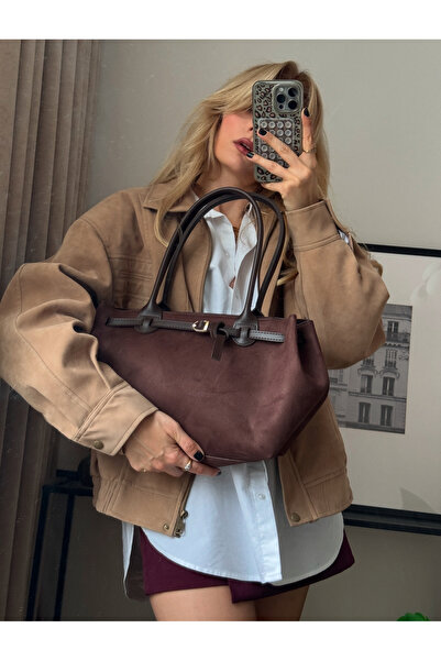 mèche atelier since 2024 Nely Women's Suede Shoulder Bag Bitter Brown