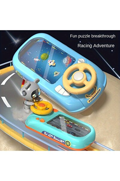 OEM Interactive toy for children, racing car, spaceship theme, desktop steering wheel, blue