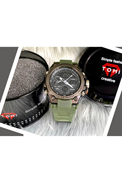 Tomi Hybrid Ana-Digi Sport Watch - Rugged Design - LED Light & Alarm - Water Resistant 50M