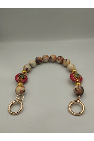 Zeyora Boncuklu Çanta Sapı 38 cm,Deri Çanta Sapı, Çanta Aksesuarı, Çanta Malz...