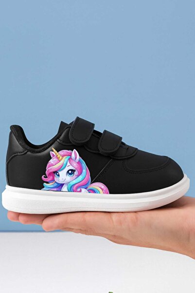 lias desing Black Sweet Unicorn Hors Printed Female Child Sports Shoes Sneaker