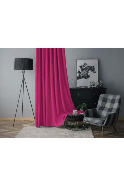 mis home ev tekstil Soft Kadife Fon Perde 90 cm Sık Pile Koyu Fuşya