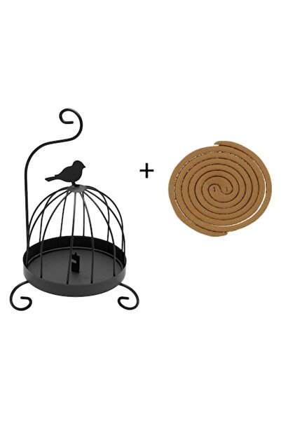 VENITIVO VINDEM CELOR INTELIGENTI VENITIVO Metal Mosquito Coil Holder with Coils, Ash Tray, Black Bird Cage, Ø14 x 28 cm