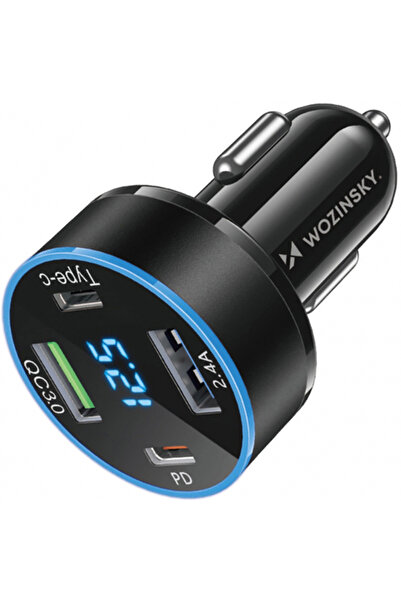 Universal WZK WDCCB Car Charger, 50W, 3A, 2 x USB-A - 2 x USB-C, Black