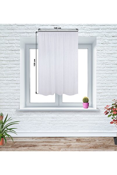 OEM Kitchen curtain, striped texture, 145x120 cm, ivory/gold