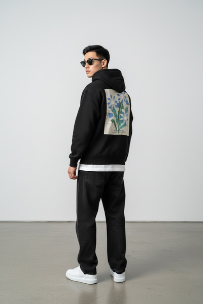 Vireo Club Μαύρο με τύπωμα με κουκούλα Βαμβακερό φούτερ