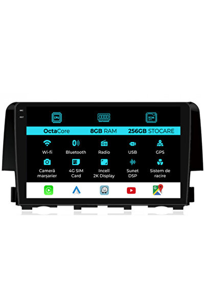 NavStore Navigatie Dedicata Honda Civic (2015-2021), 2K, 8Gb Ram, 256Gb Stoca...